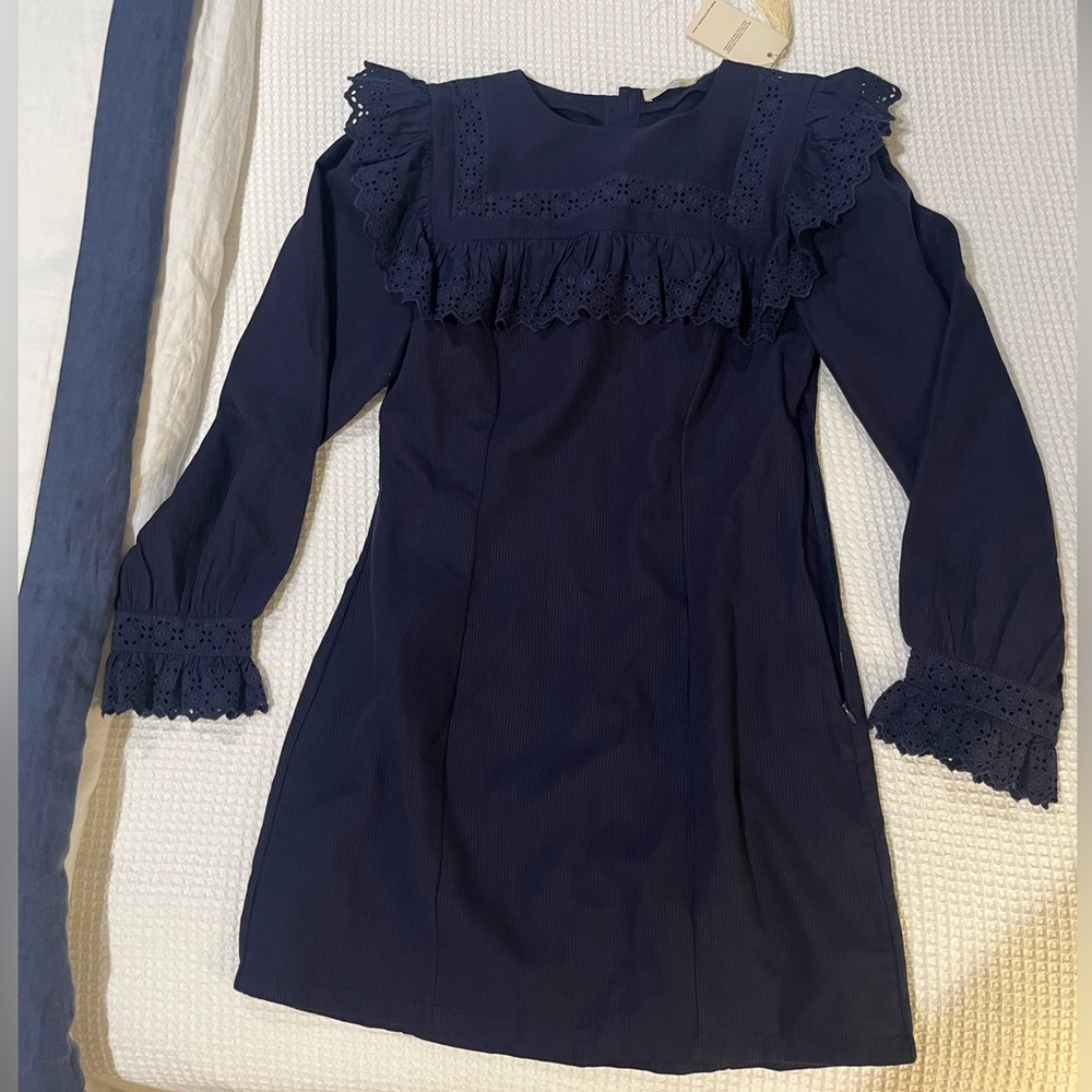 Doen NWT Minore Navy Mini Dress Size Medium NEW Fall Dress - Picture 6 of 7